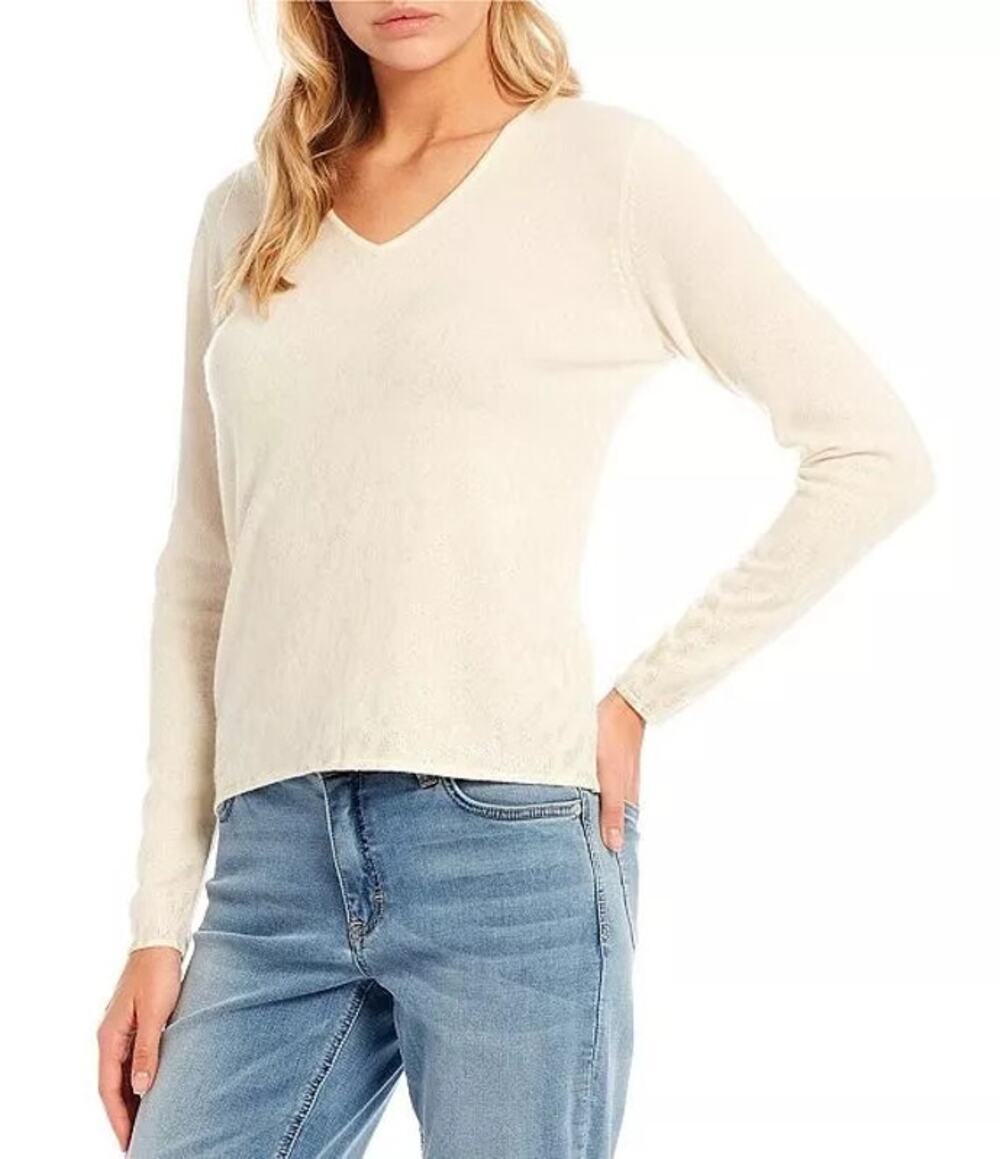 Tommy Bahama Serena Ombre Foil Leopard Print Sweater Cashmere Wool White Gold